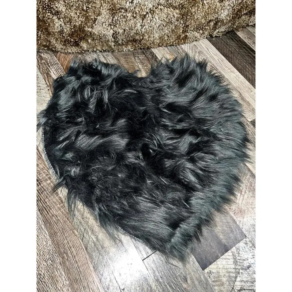 6pc Set Colorful Heart Shape Carpet Rug Soft Plush Fur Fluffy Home Bedroom 15in